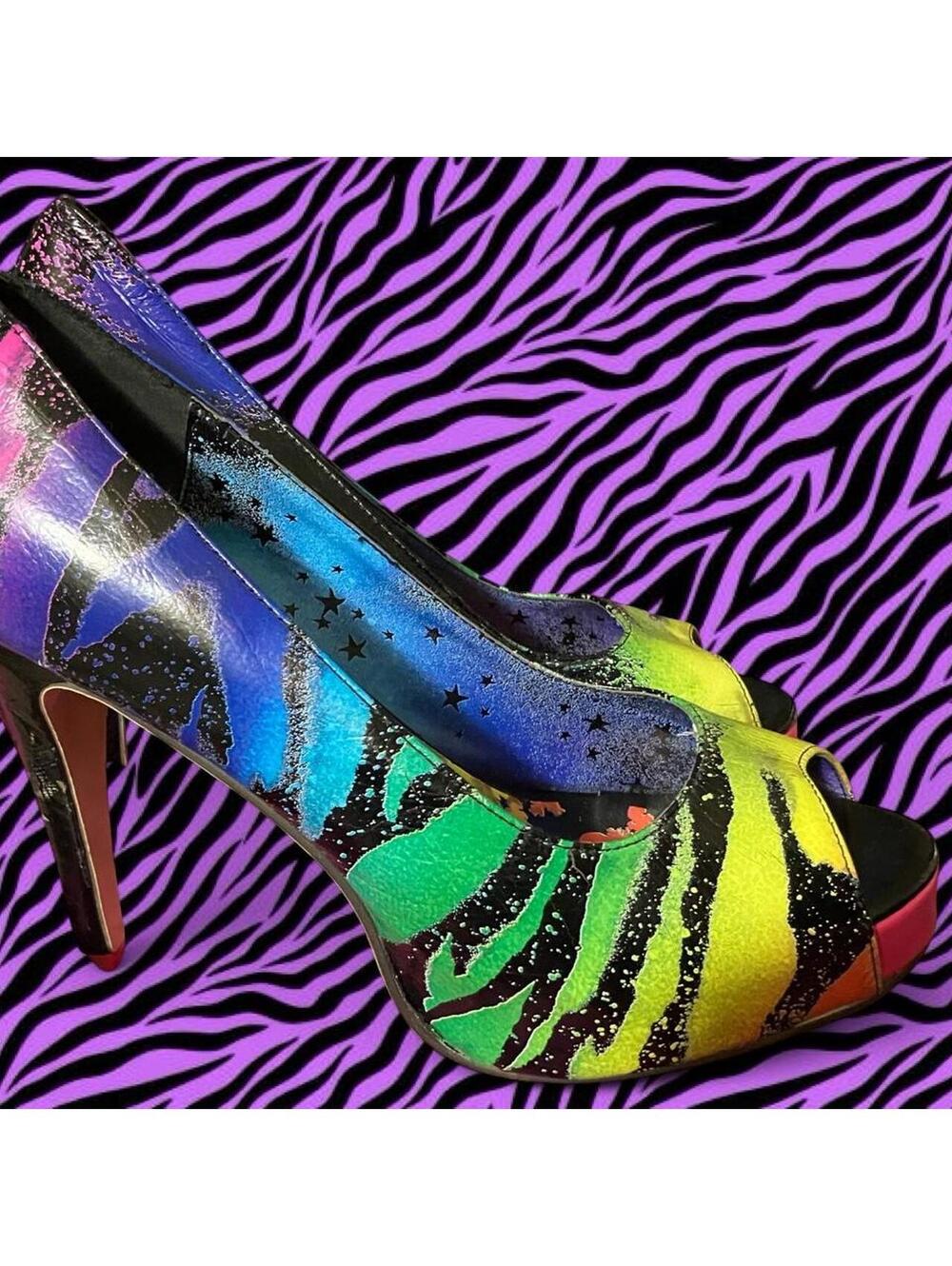 Show stopping Iron Fist 'Zebra-corn' Multi-colored platform heels
